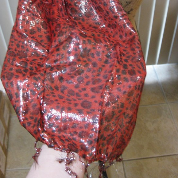 NWT Bebe red black leopard print scarf wrap sash OS - Picture 4 of 8